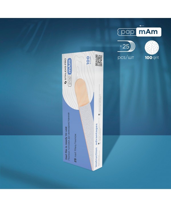 Disposable White PapmAm Files On A Wooden Base EXPERT 22 (25 Pcs) -STALEKS PRO