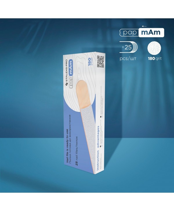 Disposable White PapmAm Files On A Wooden Base EXPERT 22 (25 Pcs) -STALEKS PRO