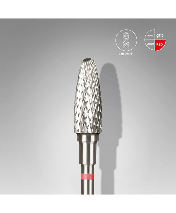 Carbide Nail Drill Bit, "Corn", Red, Head Diameter 5 Mm / Working Part 13 Mm -STALEKS PRO