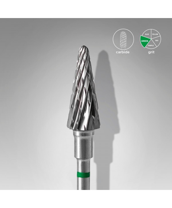 Carbide Nail Drill Bit, "Cone" Green, Diameter 6 Mm / Working Part 14 Mm -STALEKS PRO