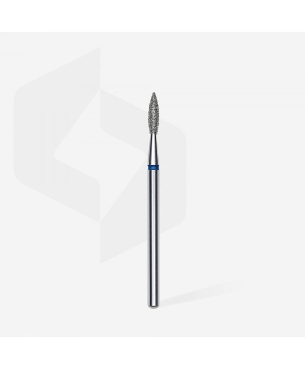 Diamond Nail Drill Bit, Pointed "Flame", Blue, Head Diameter 2.1 Mm, Working Part 8 Mm -STALEKS PRO